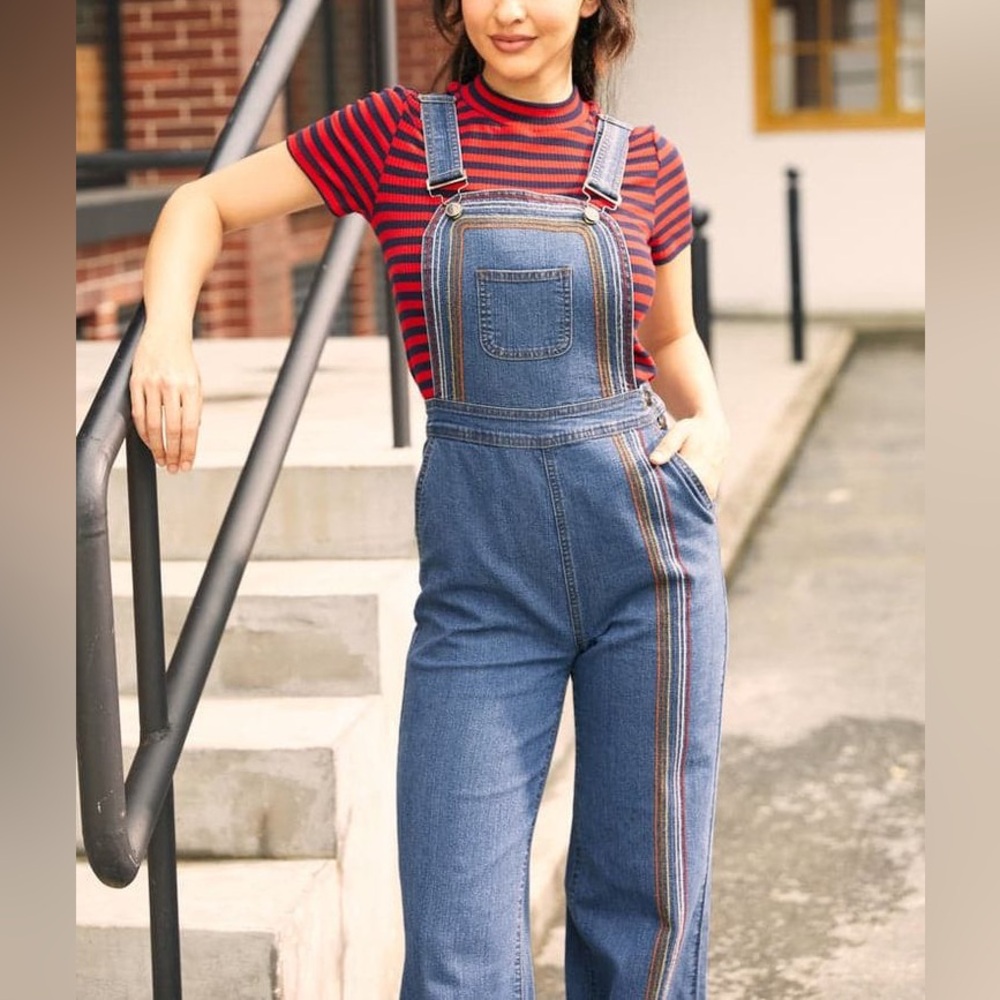 Modcloth Rainbow With Me Denim Overalls Size 20W